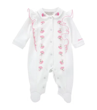Monnalisa Kids' Cotton Floral All-in-one In White