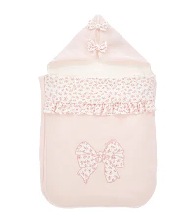 Monnalisa Babies' Cotton Floral Bow Sleeping Bag In Pink