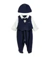 Monnalisa Elegant Playsuit Set With Bonnet And Bow Tie In Multi