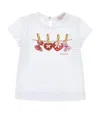 Monnalisa Cotton Heart Print T-shirt In White