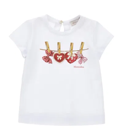 Monnalisa Kids' Cotton Heart Print T-shirt In White