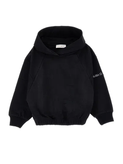 Monnalisa Kids'   Cotton Hoodie With Studs In Black