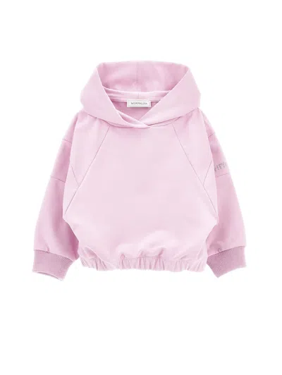 Monnalisa Babies'   Cotton Hoodie With Studs In Rosa Fairy Tale