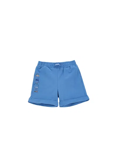 Monnalisa Kids'   Cotton Jersey Jogging Bermuda Shorts In Light Blue