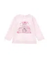 Monnalisa Cotton Jersey T-shirt With Rhinestones In Rosa Fairy Tale