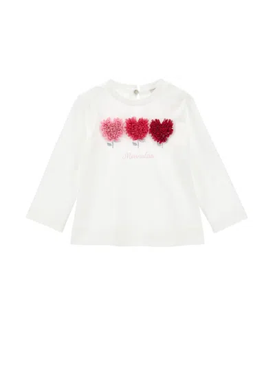 Monnalisa Kids' Floral-detail T-shirt (3-36 Months) In Cream