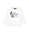 Monnalisa Cotton Mickey Mouse T-shirt In White