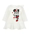 Monnalisa Minnie Ruffle Sweatshirt Dress In White