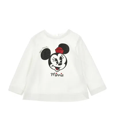 Monnalisa Kids'  Appliqués Minnie T-shirt In White