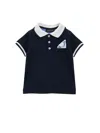 Monnalisa Cotton Piqué Polo Shirt In Navy Blue