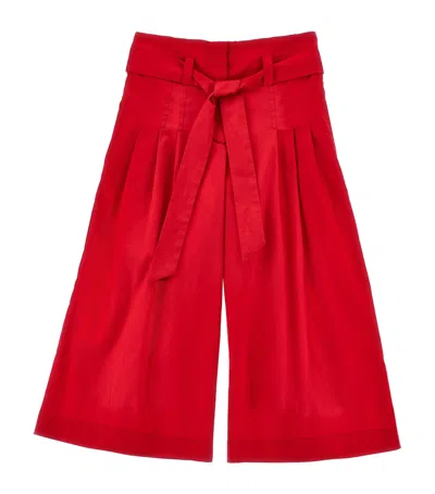 Monnalisa Kids'   Solid Colour Cropped Trousers In Red
