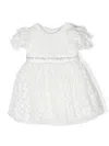 Monnalisa Cotton Polka-dot Short-sleeve Dress In White