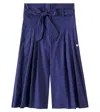 Monnalisa Cotton Poplin Palazzo Pants In Blue