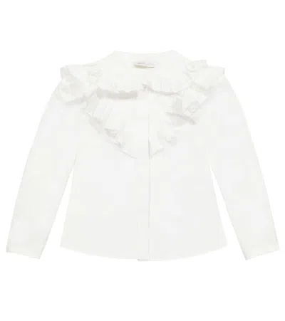 Monnalisa Kids' Cotton Poplin Shirt In Panna
