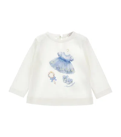 Monnalisa Kids' Cotton Print Long-sleeve T-shirt In White