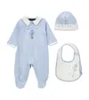 Monnalisa Cotton Playsuit Set With Two-tone Accessories In Multi