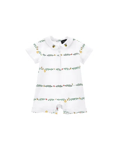 Monnalisa Babies' Strampler Aus Baumwolle Mit Allover-print In White + Multicolor