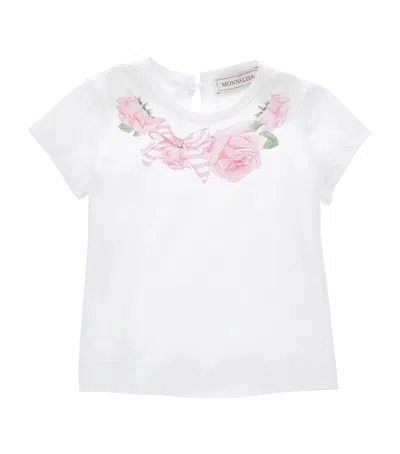 Monnalisa Kids' Cotton Roses T-shirt In White