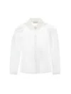 Monnalisa Cotton Shirt With Trim In Cream