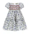 Monnalisa Cotton-silk Floral Dress In Blue