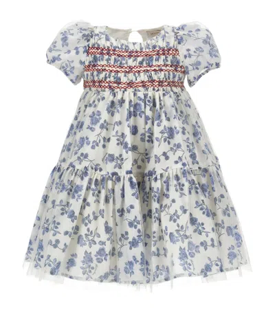 MONNALISA COTTON-SILK FLORAL DRESS