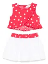 Monnalisa Cotton Skirt Set In Red