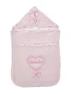 Monnalisa Cotton Sleeping Bag With Logo In Dusty Pink Rose