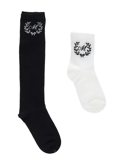 Monnalisa Cotton Socks Set In Black