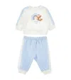 Monnalisa Cotton Sweatshirt And Sweatpants Set In Blue