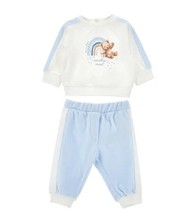 Monnalisa Kids' Cotton Sweatshirt And Sweatpants Set In Blue