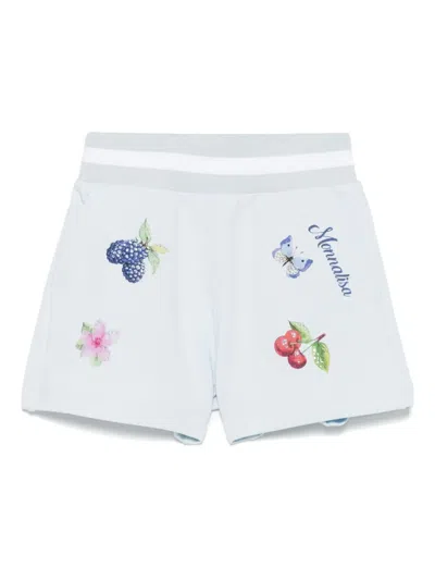 Monnalisa Cotton Sweatshirt Shorts In 蓝色