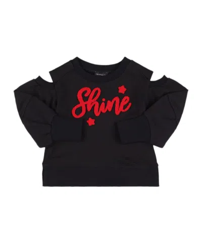Monnalisa Kids' Cotton Sweatshirt W/ Patch In Black