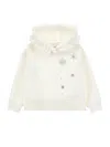 Monnalisa Cotton Sweatshirt With Ruffles And Rhinestones In Cream