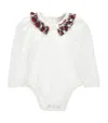 Monnalisa Cotton Shirt Bodysuit In Multi