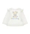 Monnalisa Cotton Teddy Bear Top In White