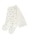 Monnalisa Cotton Tights With Bows In Cream + Gold