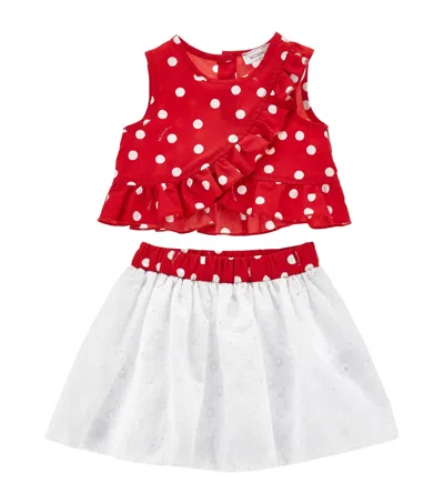 Monnalisa Kids' Cotton Top And Skirt Set