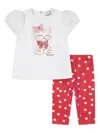 Monnalisa Cotton Trouser Set In White