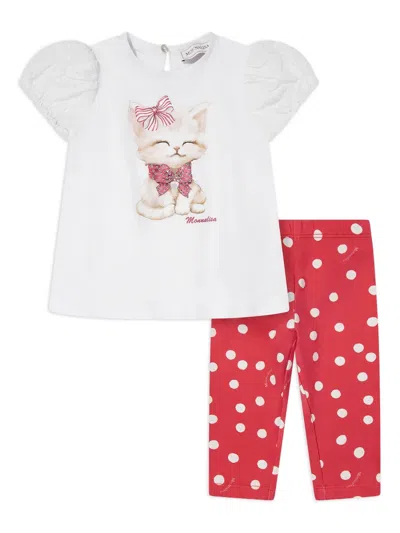 Monnalisa Babies' Cotton Trouser Set In White