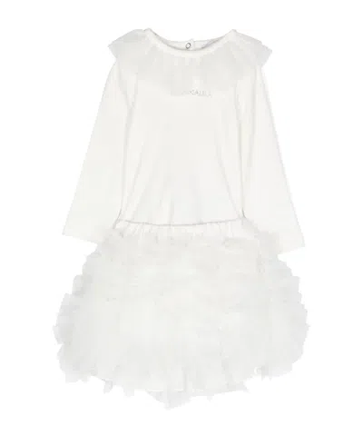 Monnalisa Cotton Tulle Babygrow Set In White