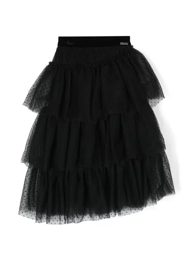 Monnalisa Kids' Cotton Tutu Skirt In Black
