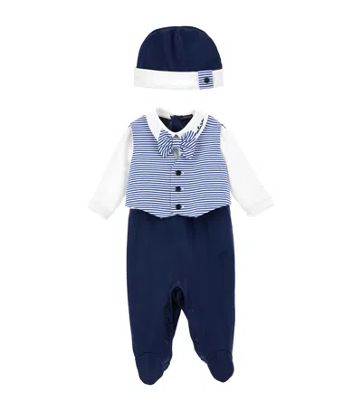 Monnalisa Kids' Cotton Tuxedo All-in-one In Blue