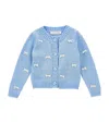 Monnalisa Cotton-wool Bow Cardigan In Blue