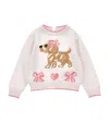 Monnalisa Cotton-wool Intarsia Dog Sweater In Neutral