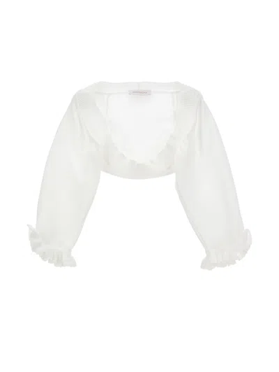 Monnalisa Kids'   Cotton Yarn Bolero In Cream