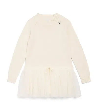 Monnalisa Kids'  Cotton-wool Tulle Jumper Dress In White