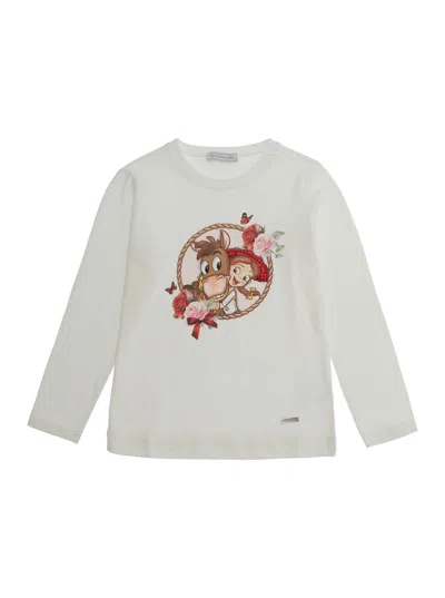 Monnalisa Cowgirl Print T-shirt In White