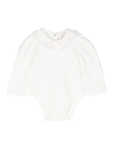 Monnalisa Babies' Logo-embroidered Body In Cream