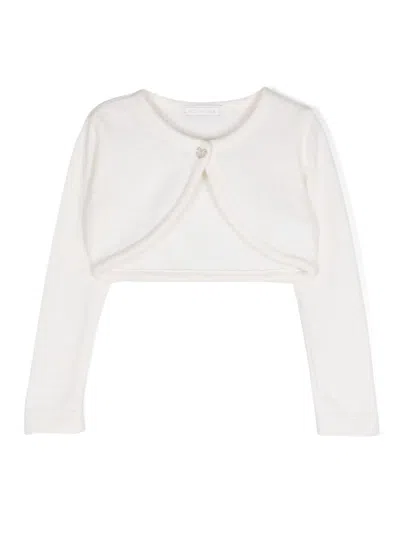 Monnalisa Kids'   Shaved Crepe Cardigan In Cream