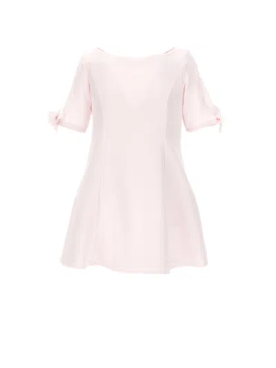 Monnalisa Kids'   Crepe And Lace Dress In Dusty Pink Rose
